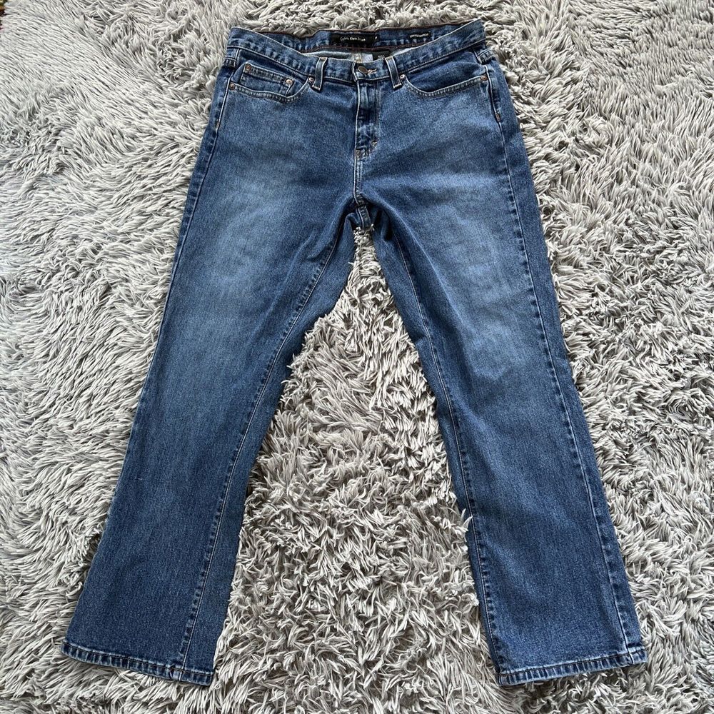 Calvin Klein Jeans Womens Low Rise Bootcut Denim Size 12 Medium Wash Y2K Baggy